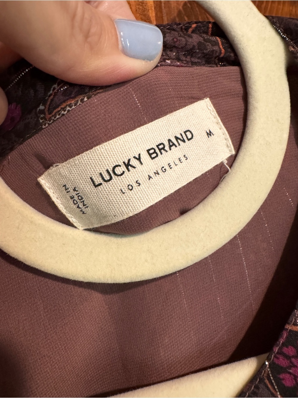 297. Lucky Brand Plum Paisley Long-Sleeve Tiered Dress - Picture 5 of 8
